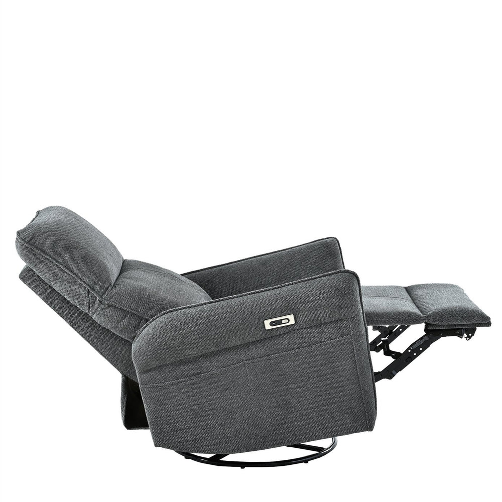 English Elm 270° 270° Power Swivel Recliner Chair with USB Ports, 30° Rocking, 95–150° Recline for Small Spaces Dark Gray W1028S00050