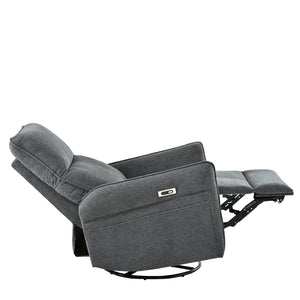 English Elm 270° 270° Power Swivel Recliner Chair with USB Ports, 30° Rocking, 95–150° Recline for Small Spaces Dark Gray W1028S00050