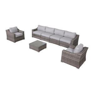 English Elm Lsi 7-Piece Outdoor Wicker Seating Group For 6 - Fully Assembled With Plush Cushions & Table B120S00067
