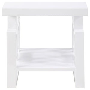 English Elm Fletcher Gloss White Lacquer Coffee and End Table Set for Modern Living Rooms B062S01660