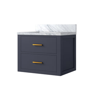 English Elm Blue Single Bath Vanity 24" W X 18" D - Stylish Acrylic Top, Soft-Close Doors, Fully Assembled! B2731P257907