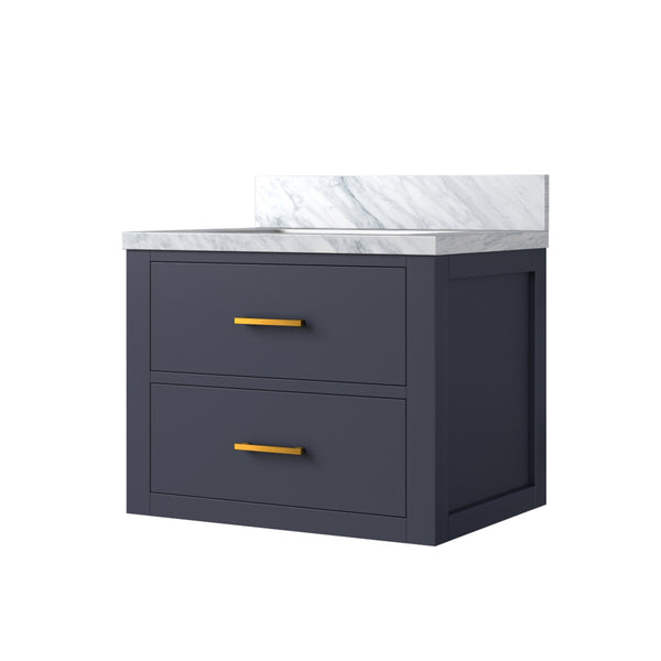 English Elm Blue Single Bath Vanity 24" W X 18" D - Stylish Acrylic Top, Soft-Close Doors, Fully Assembled! B2731P257907