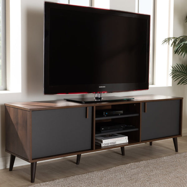 Baxton Studio Baxton Studio Stylish Mid-Century Modern TV Stand with Storage, Cable Management & Elegant Design SE TV9012WI-CLB/DG
