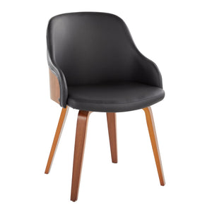 English Elm Mid-century Modern Barrel Back Dining Chairs Walnut Frame Cream Fabric Set of 2 Black B202S01168