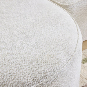 English Elm 124.5-inch Curved Chenille Sectional Sofa with Pillows Deep Seat Living Room Couch White W3612S00026