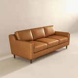 English Elm Ashcroft Furniture - Cooper Mid Century Modern Tan Leather Sofa