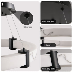 English Elm Modern Marble Resin Ring Pendant Warm Led Glow for Dining Rooms and Kitchen Islands W2312P415972