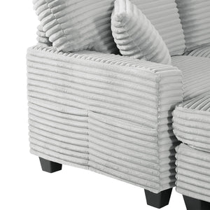 English Elm Sectional U-Shaped Sofa With Movable Ottoman & Side Storage Pockets - Stylish Comfort For Living Rooms N719S002080E-GIGA