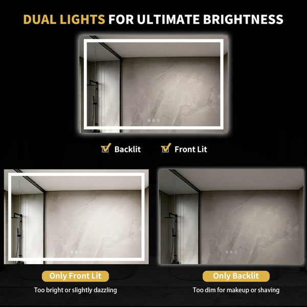 English Elm 55" Led Bathroom Vanity Mirror Dual Front Back Lighting Anti-fog Dimmable 3 Tones W1920P493143