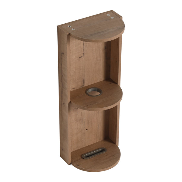 English Elm 12" Bathroom Wall-Mounted Storage Rack with Three-Tier Floating Shelves, Durable Scratch-Resistant Plywood Organizing Solution Imitative Oak W999P277163