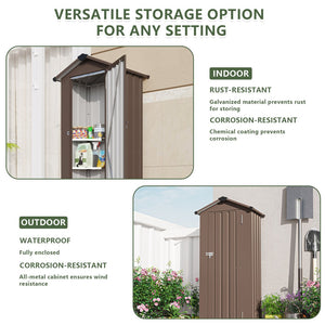 English Elm Campcraft Galvanized Iron Compact Outdoor Storage Shed with Locking Door Weather Resistant W1598P283840