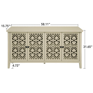 English Elm Hollowed-Out Cabinet With 4 Doors - Stylish American Furniture For Living Room, Bedroom & Study W688P223025