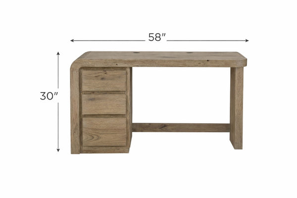 English Elm English Knotty Oak Veneer Junior Executive Desk with Three Drawers for Home Office B2699P443211