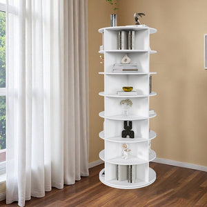 English Elm Rotating Seven Tier Shoe Tower Organizer Holds 28 Pairs with Spinning Base W2699P390457