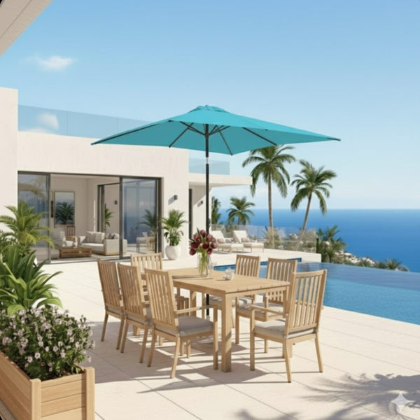 English Elm 6.5 X 10 Ft Rectangular Outdoor Patio Umbrella with Crank Tilt Uv Resistant Canopy Turquoise B082P454957
