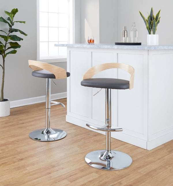 English Elm Adjustable Swivel Barstools Set of 3 Faux Leather Chrome Base Kitchen Counter Seating B202S02032