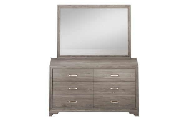 English Elm Modern Six Drawer Wood Dresser with Gold Hardware and Sculptural Legs for Bedroom B011P448745