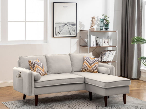 English Elm Mirella Mid-century Sectional with Reversible Chaise Usb Charging and Storage Pouches B2749P413373