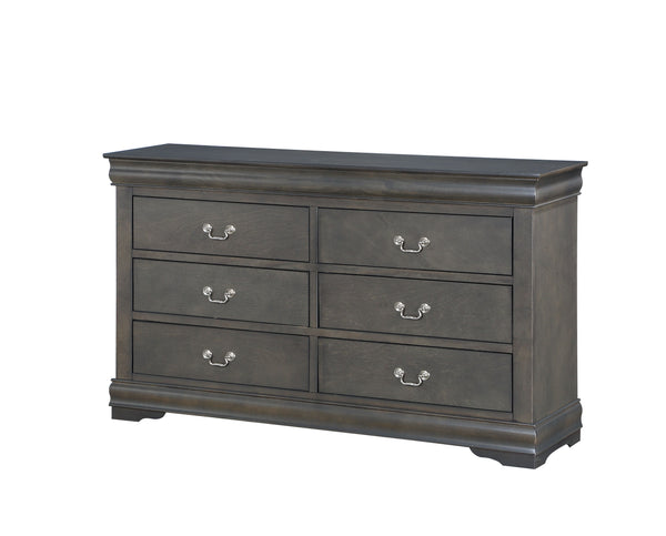 English Elm Louis Philippe 4-Piece Dark Gray Bedroom Set - Elegant Eastern King Sleigh Bed With Storage Solutions B2726S00171