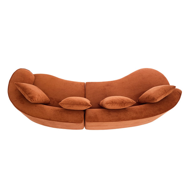 English Elm Christopher Knight Home® - 126" Curved Sectional Sofa - Dark Orange Full Foam, Oversized 5-Seater For Modern Living Rooms N771P247830C_N771P247831C