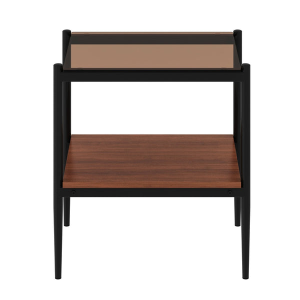 English Elm Set Of 2 Modern Rectangle End Tables With Tempered Glass Top & Mdf Shelf For Stylish Living Rooms W241P184253-GIGA