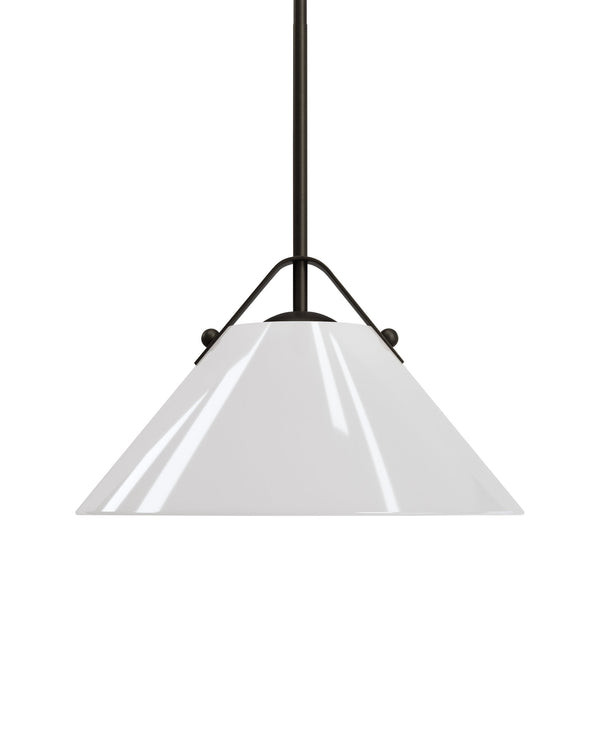 Currey & Company Bronwen Brass Pendant Light - Equestrian-inspired Elegance With Dimmable Flared Glass Shade Black Glass ,Metal 9000-1281-currey-company