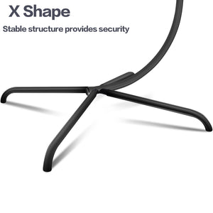 English Elm Hammock Heavy-Duty Steel C-Stand for Hammock & Egg Chairs - Indoor Outdoor Portable, Rust-Resistant Black W2707P185017