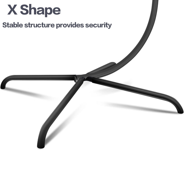 English Elm Hammock Heavy-Duty Steel C-Stand for Hammock & Egg Chairs - Indoor Outdoor Portable, Rust-Resistant Black W2707P185017