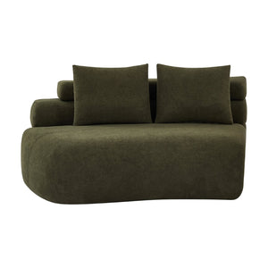 English Elm 122" Curved Modular Sectional Sofa Cloud Fill Polyester Upholstered Living Room Seating Olive Green N771P396326L_N771P396327L