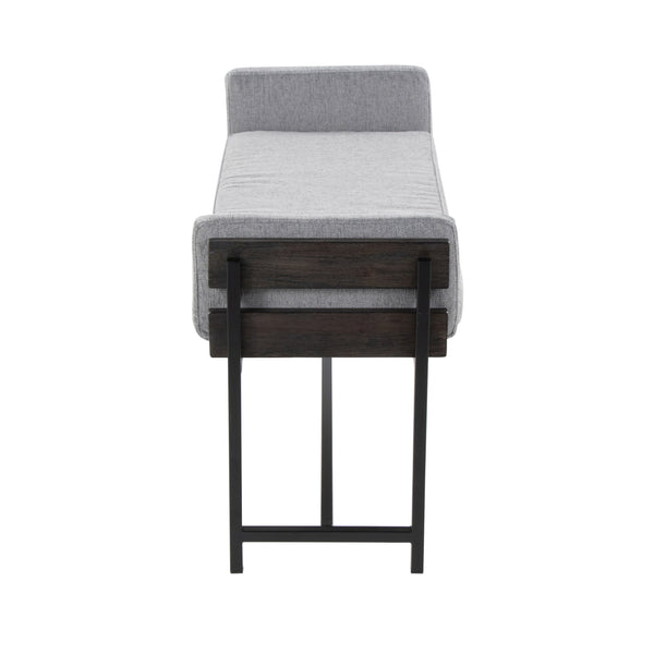 English Elm Kari Farmhouse Bench With Grey Wood, Light Grey Fabric & Black Metal Frame – Stylish Seating Solution B202S01134