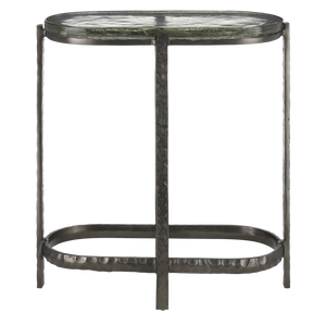 Acea Gold Side Table - Handcrafted Cast Aluminum and Glass Accent for Modern Home Elegance