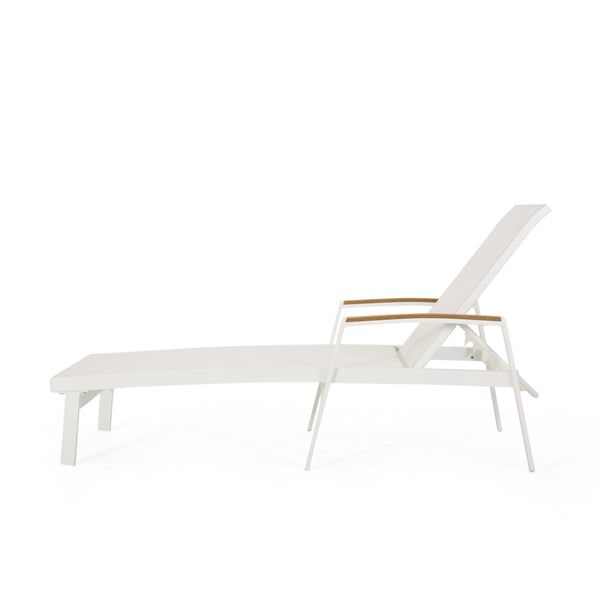 English Elm Christopher Knight Home® - OXTON Chaise Lounge with Breathable Nylon Mesh, Ergonomic Recline and Sleek Low-Profile Design for Comfort White 62753.00WWHIMP2