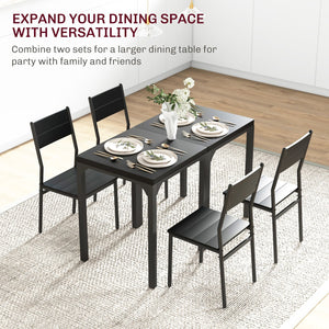English Elm Homcom 3 Piece Dining Table Set For 2, Modern Black Space-Saving Kitchen Set For Small Homes W2225P217144