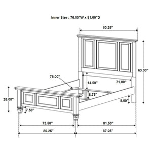 English Elm Chelema Cream White Eastern King Wood Panel Bed with Carved High Headboard and Elegant Accents B062S01322