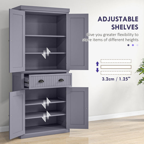 English Elm Homcom 72" Tall Kitchen Pantry Cabinet With Adjustable Shelves, Drawer & Classic Navy Blue Finish W2225P249922