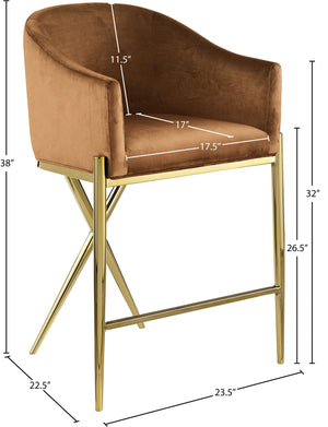 Xavier Saddle Velvet Counter Stool 867Saddle-C Meridian Furniture