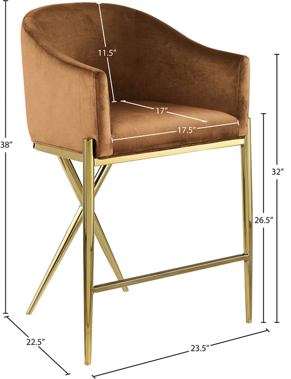 Xavier Saddle Velvet Counter Stool 867Saddle-C Meridian Furniture
