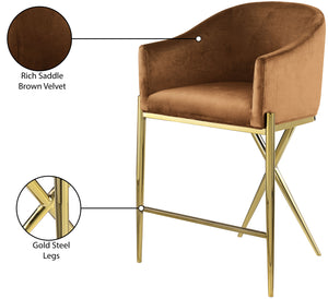 Xavier Saddle Velvet Counter Stool 867Saddle-C Meridian Furniture