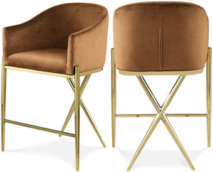 Xavier Saddle Velvet Counter Stool 867Saddle-C Meridian Furniture