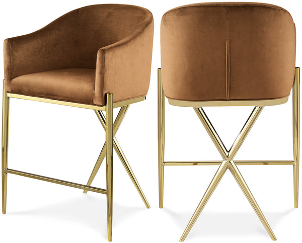 Xavier Saddle Velvet Counter Stool 867Saddle-C Meridian Furniture
