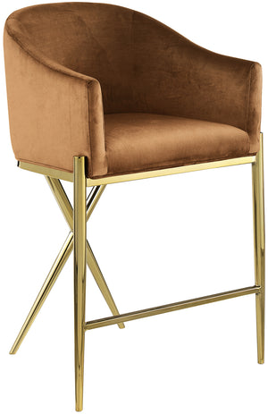 Xavier Saddle Velvet Counter Stool 867Saddle-C Meridian Furniture