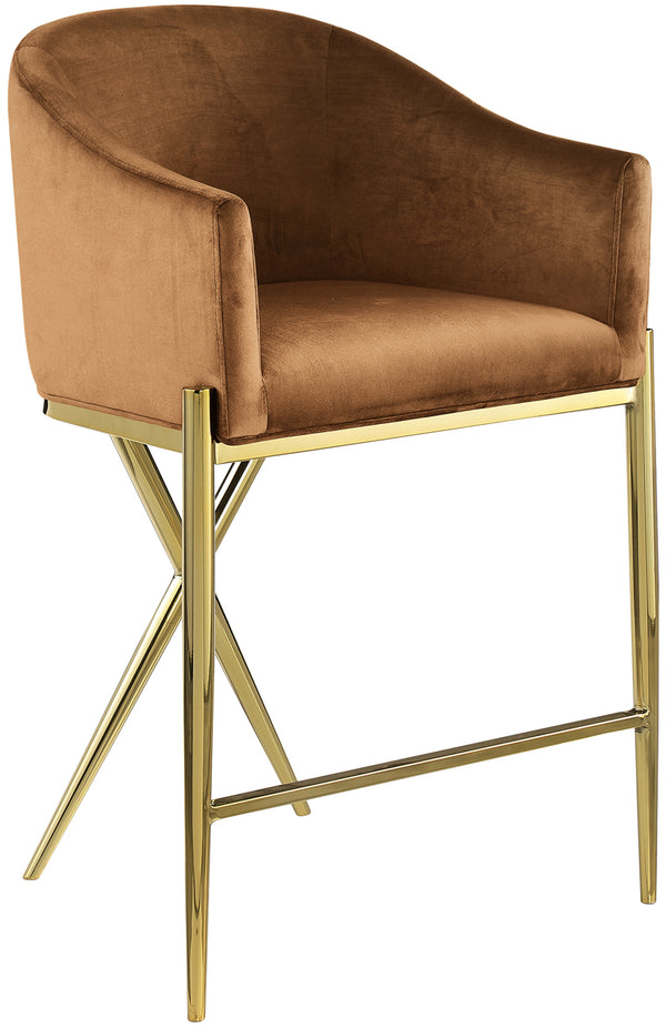 Xavier Saddle Velvet Counter Stool 867Saddle-C Meridian Furniture