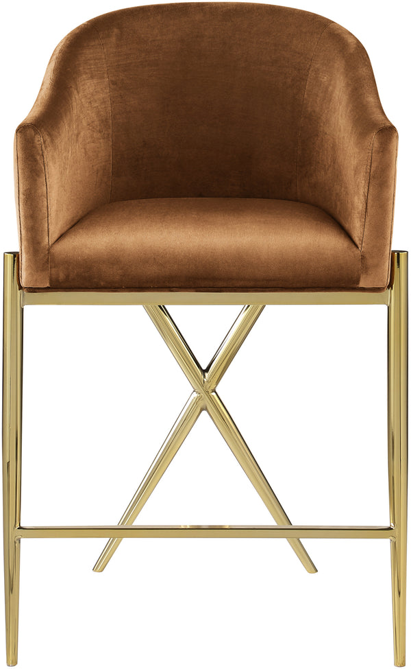 Xavier Saddle Velvet Counter Stool 867Saddle-C Meridian Furniture