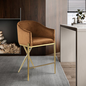 Xavier Saddle Velvet Counter Stool 867Saddle-C Meridian Furniture