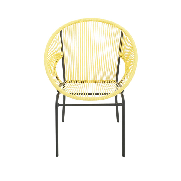 English Elm Christopher Knight Home® - NUSA Modern Outdoor Wicker Club Chairs Set of 2 with Durable PE Rattan Weave and Sleek Iron Frame Yellow N775P198603Y