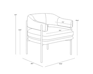 Sunpan Lola Lounge Chair - Contemporary Comfort with Elegant Curves and Matte Black Iron Frame Design Meg Rust