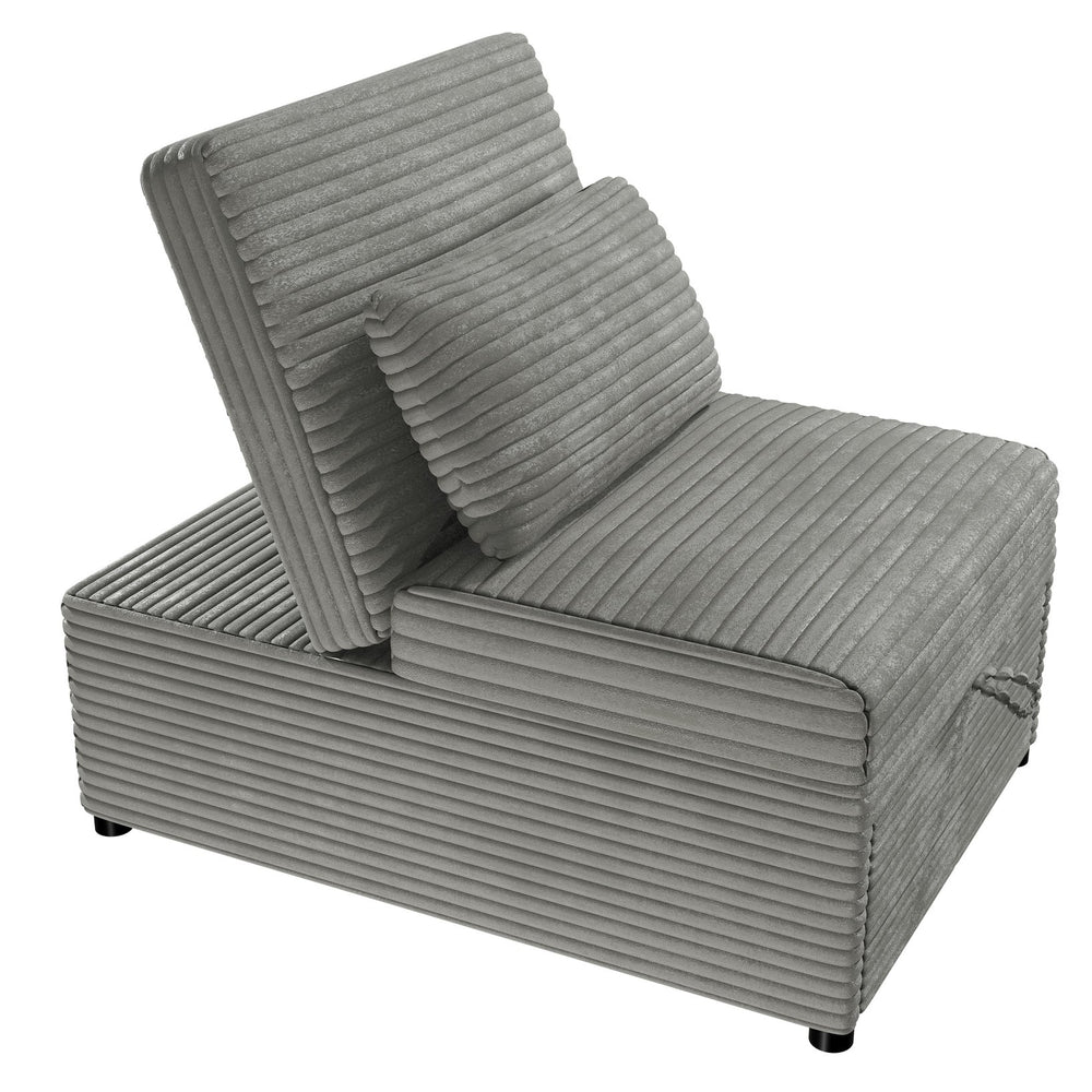 English Elm Contemporary Cozy Convertible Sleeper Sofa Chair with Tufted Corduroy Seat, Pull-Out Bed & Pillow Included Smoke 32 L x 16.5 W x 44 H B011P281838