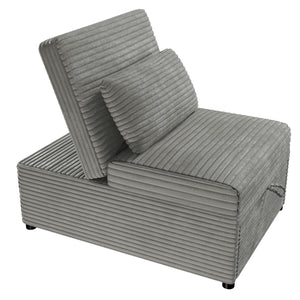 English Elm Contemporary Cozy Convertible Sleeper Sofa Chair with Tufted Corduroy Seat, Pull-Out Bed & Pillow Included Smoke 32 L x 16.5 W x 44 H B011P281838
