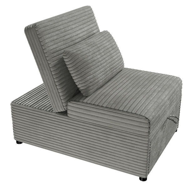 English Elm Contemporary Cozy Convertible Sleeper Sofa Chair with Tufted Corduroy Seat, Pull-Out Bed & Pillow Included Smoke 32 L x 16.5 W x 44 H B011P281838