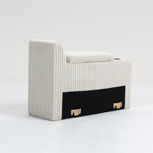 English Elm Modular Sofa Coffee Table With Storage, Usb Ports & Cupholders - Stylish Beige For Small Spaces W3098P257004